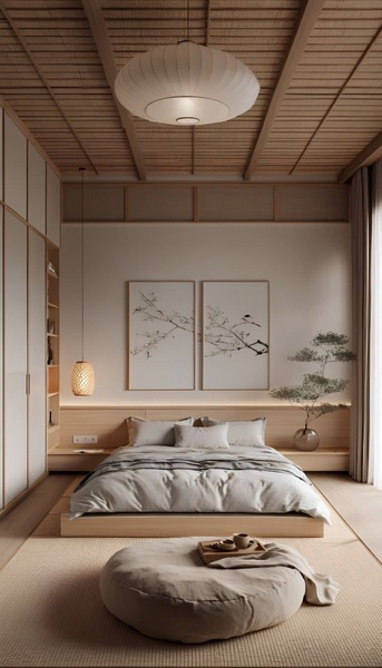 platform bed, wooden bed frame, modern bed, low profile bed, bedroom furniture, brand awareness, minimalist, lifestyle, calm, luxurious, neutral
